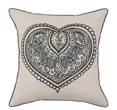 BLACK MEHENDI HEART - 55 X 55 CM