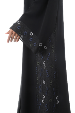 Classic Abaya with Modern Floral Hand Embroidery in Geometric Pattern