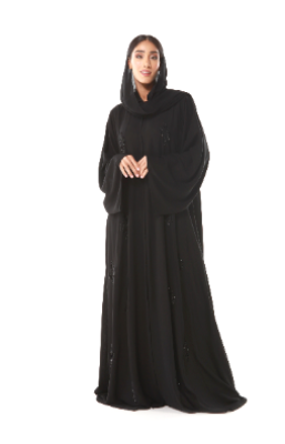 Classic Black Abaya With Handmade Work