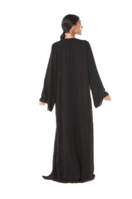 Classic Black Abaya With Handmade Work