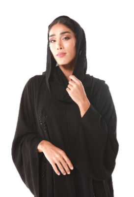 Classic Black Abaya With Handmade Work
