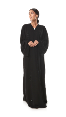 Classic Black Abaya With Handmade Work
