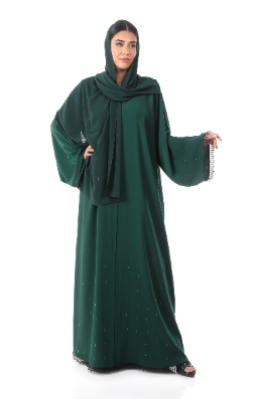 Color Abaya with Crystals and Hand Details