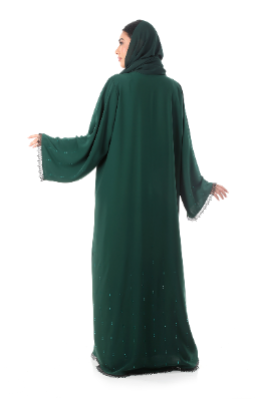 Color Abaya with Crystals and Hand Details