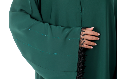 Color Abaya with Crystals and Hand Details