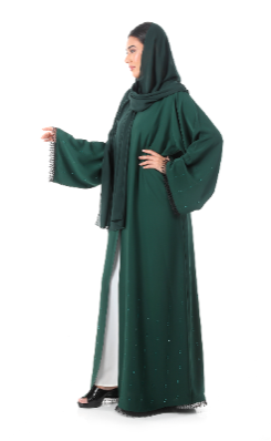 Color Abaya with Crystals and Hand Details