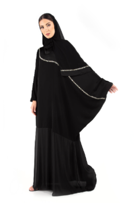 Designer Cut Abaya with Crystal Elements