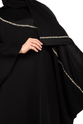 Designer Cut Abaya with Crystal Elements