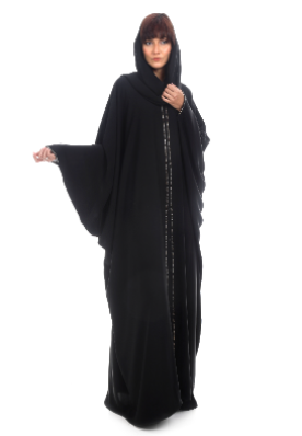 Free Size Abaya With Crystal Details On Front And Sleeves
