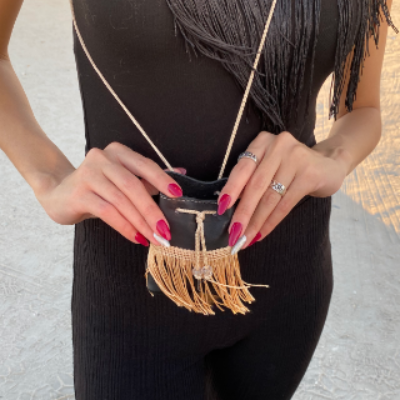 Leather mini cross bag Black