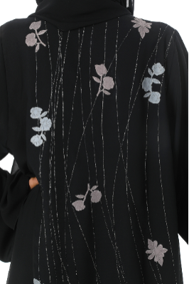 Modern Abaya with Floral Ary Embroidery