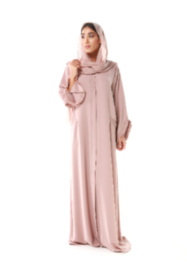 Modern Abaya with pockets and gathered sleeves with Crystal elements
