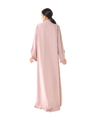 Modern Abaya with pockets and gathered sleeves with Crystal elements