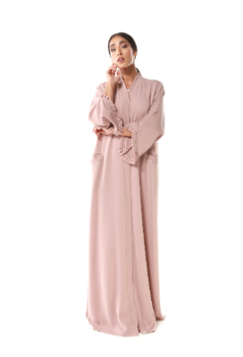 Modern Abaya with pockets and gathered sleeves with Crystal elements