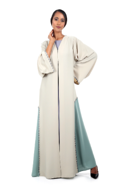 Modern Duel Color Abaya with Hand Embroidery Details
