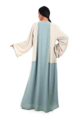Modern Duel Color Abaya with Hand Embroidery Details