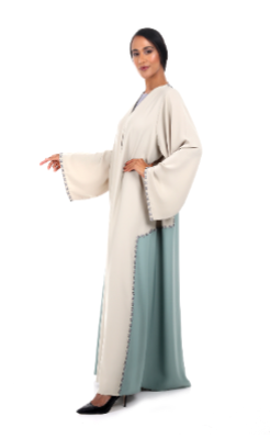 Modern Duel Color Abaya with Hand Embroidery Details