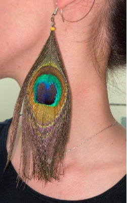 peacock feather earring