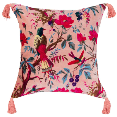 PINK PEACH VELVET BIRD OF PARADISE - 55 X 55 CM