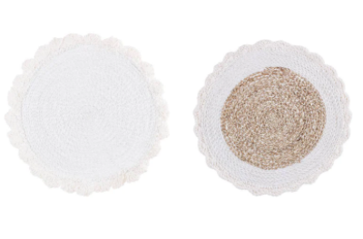 PLACEMAT AVA SEAGRASS WITH CROCHET EDGE WHITE