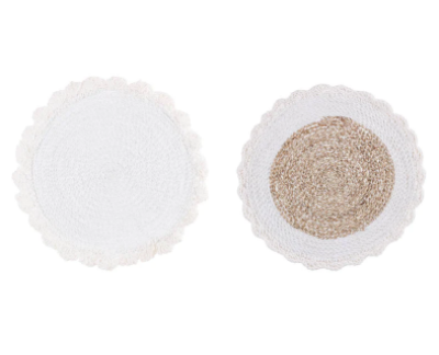 PLACEMAT AVA SEAGRASS WITH CROCHET EDGE WHITE