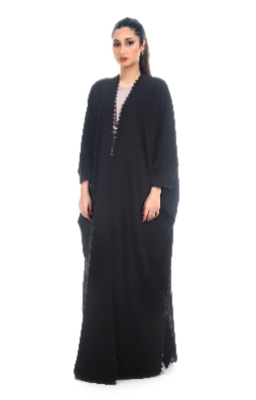 Plain Abaya With Embroidery Details